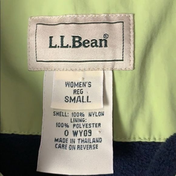 LLBean Womans Small Regular Fleece Lined Navy Blue Lt. Green Outer  Pockets - Picture 2 of 4